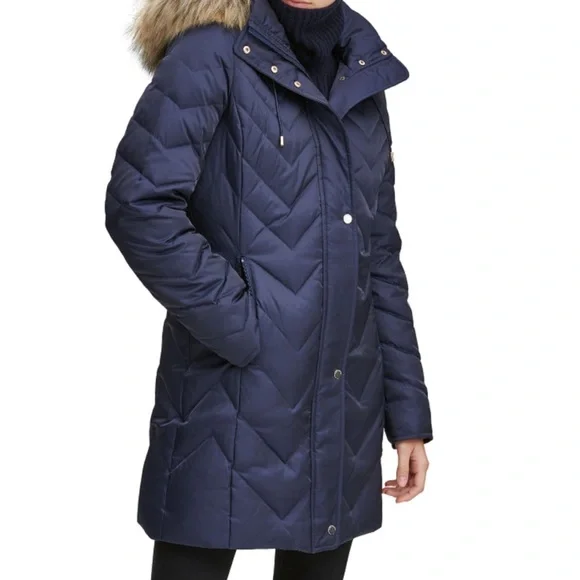 MARC NEW YORK Roxbury Matte Satin Puffer Coat Navy XS NWT - Picture 4 of 15